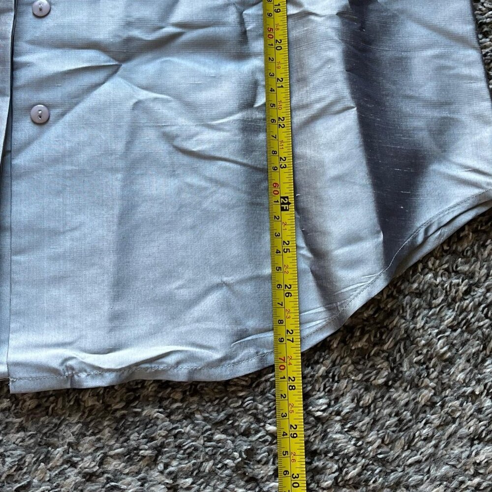 Vintage 100% Silk Coldwater Creek Womens 14 Shiny Silver Button Up Retro Shirt - Picture 7 of 7